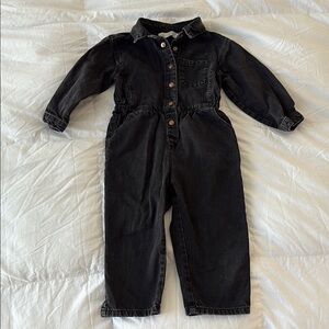 Zara Kids 3-4Y Black Denim Jumpsuit